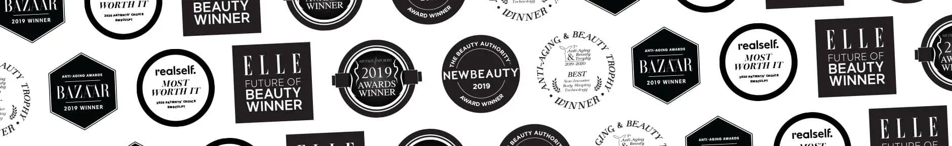 Strip of beauty award seals for EMtone cellulite reduction in Dublin