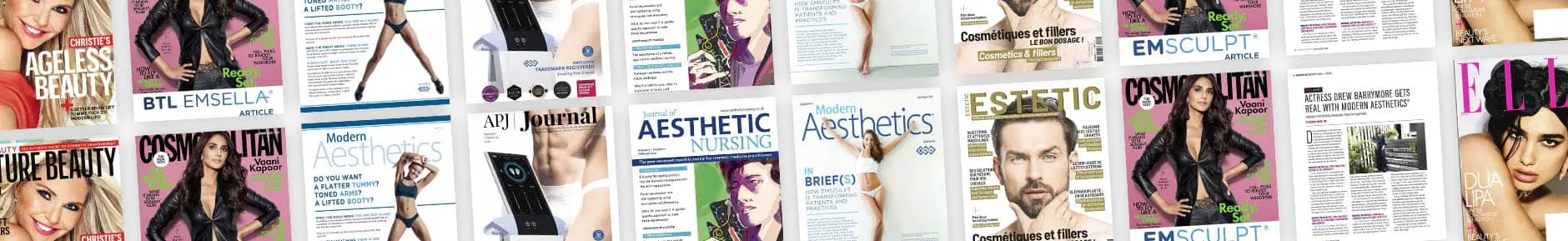Strip of magazine pages featuring the treatment for EMtone cellulite reduction in Dublin